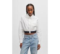 HUGO Blusa relaxed fit con cintura de la marca en contraste - StyleEvesia, 50518040 Blanco 44
