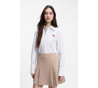 HUGO Blusa relaxed fit en algodón Oxford con logo de corazón - StyleErselia, 50556398 Blanco 38