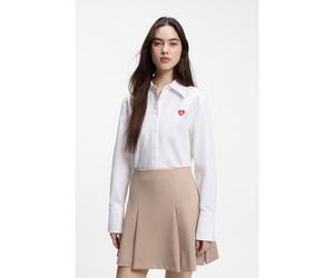 HUGO Blusa relaxed fit en algodón Oxford con logo de corazón - StyleErselia, 50556398 Blanco 38