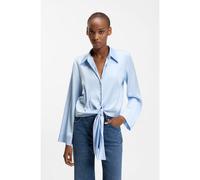HUGO Blusa relaxed fit en satén elástico con detalle de corbata - StyleErrika, 50531538 Celeste 32