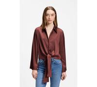 HUGO Blusa relaxed fit en satén elástico con detalle de corbata - StyleErrika, 50531538 Marrón 32