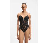 HUGO Bodi de encaje floral con logo apilado - StyleBLOOM LACE BODYSUIT, 50561602 Negro XS