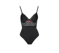 HUGO Body de encaje y malla con etiqueta con logo roja - StyleSAVANA BODYSUIT P, 50570667 Negro L
