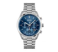 BOSS Reloj Cronógrafo de Cuarzo para Hombre de 44mm Colección Champion con Dial Azul y Pulsera de Acero Inoxidable Plateado, Función de Fecha, 3 Subesferas, Resistencia al Agua 10ATM - 1513818