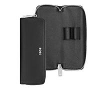 BOSS Estuche de piel granulada con logo metálico - StyleZipped double pen case Classic Grained B, 58218941 Negro pcs.