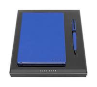 HUGO BOSS Juego de bolígrafo Gear Matrix Blue y bloc de notas A5 Elegance Storyline Blue Plain en caja de regalo, HPBN121L