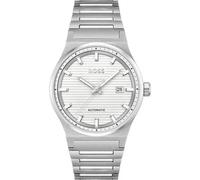 Hugo Boss - Reloj automático para hombre 1514186 con caja y brazalete de acero inoxidable gris, diseño elegante y funcional, 41 mm, estanqueidad 5 atm, cristal mineral y esfera con indicador de fecha