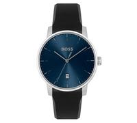 Hugo boss reloj de pulsera de silicona negra con esfera azul para homb