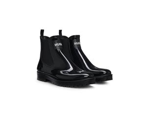 HUGO Botas de agua estilo Chelsea brillantes con parche de logo - StyleTabita Rain Bootie_N, 50498397 Negro 38