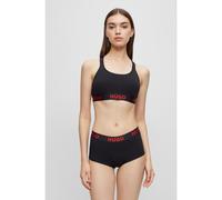 HUGO Bralette de espalda cruzada de algodón elástico con cinta de logos - StyleBRALETTE PADDED SPORTY LOGO, 50469628 Negro XXL
