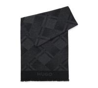 HUGO Bufanda de algodón cepillado con motivo jacquard - StyleCorsy_40*180, 50555453 Negro pcs.