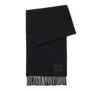 HUGO Bufanda de lana elaborada en Italia con parche de logotipo tejido - StyleBisette_35*180, 50517683 Negro pcs.