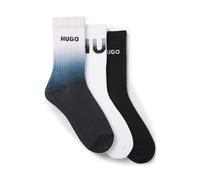 HUGO Paquete de tres pares de calcetines cortos con logos - Style3P QS RIB RISING CC, 50553223 Negro / Blanco / Azul 43-46