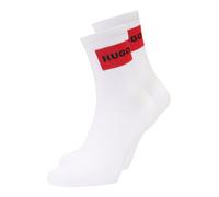 HUGO Paquete de dos pares de calcetines cortos con logos rojos - Style2P QS RIB LABEL CC W, 50510661 Blanco 35-38