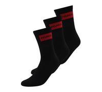 HUGO Paquete de tres pares de calcetines cortos con etiquetas con logo rojas - Style3P QS RIB LABEL CC, 50531515 Negro 43-46