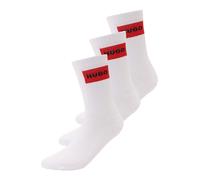 HUGO Paquete de tres pares de calcetines cortos con etiquetas con logo rojas - Style3P QS RIB LABEL CC, 50531515 Blanco 43-46