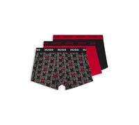 HUGO Paquete de tres calzoncillos de algodón elástico - StyleTRUNK TRIPLET DESIGN, 50532550 Negro / Rojo XL