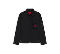 HUGO Camisa con cremallera en loneta de mezcla de algodón con etiqueta con logo - StyleEmmond, 50482701 Negro S