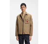 HUGO Camisa con cremallera en loneta de mezcla de algodón con etiqueta con logo - StyleEmmond, 50482701 Beige L