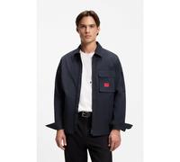 HUGO Camisa con cremallera en loneta de mezcla de algodón con etiqueta con logo - StyleEmmond, 50482701 Azul oscuro XS
