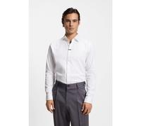HUGO Camisa de corte moderno en algodón elástico con tapeta oculta - StyleValerio, 50554768 Blanco 38