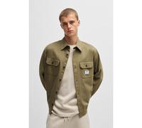 HUGO Camisa de sarga de algodón con etiqueta con logo - StyleEkynone, 50520001 Oliva M
