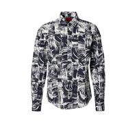 HUGO Camisa 'Ermo' marino / blanco natural M marino / blanco natural
