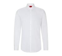HUGO Camisa Kason Slim Fit para Hombre de Sarga de algodón fácil de Planchar, Open White199, 37