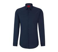 HUGO Camisa Kenno Slim Fit de Mezcla de algodón con Estructura de Popelina, Navy413, 42