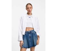 HUGO Camisa oversize de algodón a rayas diplomáticas con dobladillo de corte abierto - StyleEkla_B, 50562977 Blanco 36