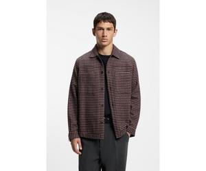 HUGO Camisa oversize fit cropped de algodón con motivo de pata de gallo - StyleEniri, 50570469 Marrón estampado L