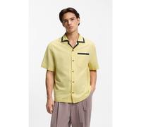 HUGO Camisa oversize fit de algodón y lino - StyleExolino, 50560617 Amarillo XXL