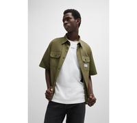 HUGO Camisa oversize fit en sarga de algodón con parche de logo - StyleEkyno, 50517871 Oliva S