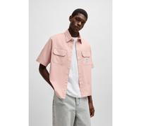 HUGO Camisa oversize fit en sarga de algodón con parche de logo - StyleEkyno, 50517871 Rosa claro L