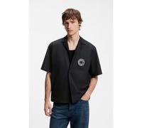 HUGO Camisa relaxed fit con estampado en el pecho y solapas invertidas - StyleEligino, 50566624 Negro S