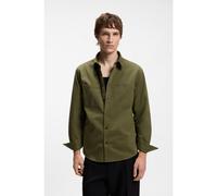 HUGO Camisa relaxed fit de sarga de algodón con logo en el pecho - StyleEgrin, 50566885 Verde oscuro L