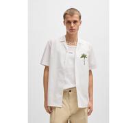 HUGO Camisa relaxed fit en algodón con estampados de palmeras - StyleEllino, 50540153 Blanco S