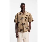 HUGO Camisa relaxed fit en algodón elástico con estampado de hibisco - StyleEligino, 50539135 Beige estampado M