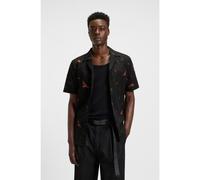 HUGO Camisa relaxed fit en popelín de algodón estampado - StyleEllino, 50545328 Negro estampado XS