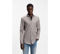 HUGO Camisa slim fit de algodón y lino - StyleKason, 50539775 Gris 42