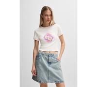 HUGO Camiseta corta de algodón con ribetes y estampado gráfico - StyleDalia_B_1, 50537476 Blanco XXL