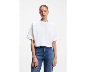 HUGO Camiseta corta relaxed fit en algodón con logo en el cuello - StyleDamelody, 50561189 Blanco XL