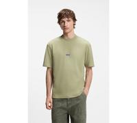 HUGO Camiseta de algodón con cuello de canalé e insignia con logo - StyleNieros, 50509991 Beige XXXL