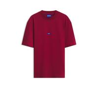 HUGO Camiseta de algodón con cuello de canalé e insignia con logo - StyleNieros, 50509991 Rojo M