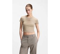 HUGO Camiseta de algodón con logo bordado - StyleDelanor_3, 50568725 Beige claro XS