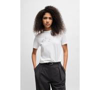 HUGO Camiseta de cuello redondo de algodón con estampado de temporada - StyleDamacia_3, 50535491 Blanco L