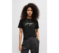HUGO Camiseta de cuello redondo de algodón con estampado de temporada - StyleDamacia_3, 50535491 Negro XS