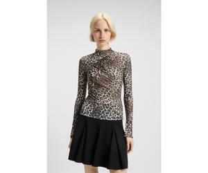HUGO Camiseta de cuello vuelto con estampado de leopardo y detalles fruncidos - StyleDardonnay, 50546248 Fantasía S