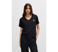 HUGO Camiseta de pijama con cuello en pico y logo apilado - StyleNIKA_T-SHIRT, 50540046 Negro M