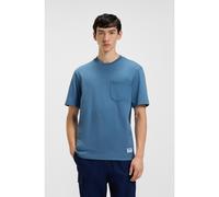 HUGO Camiseta de punto de algodón con bolsillos cosidos y etiqueta con logo - StyleNestite, 50549108 Azul S